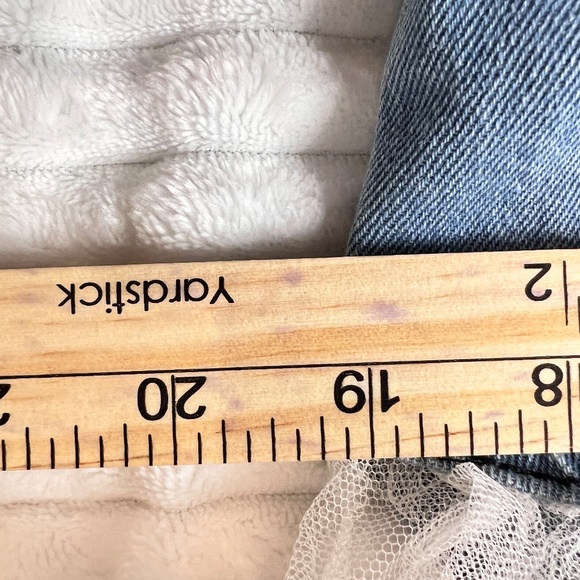 #A129  N By Nancy  Denim Vest  cottagecore  Ruffled Organza Sleeves  NWT  L - Picture 9 of 9